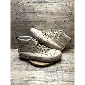 Vans White Leather Hightop Skateboarding Shoes Men Size 8